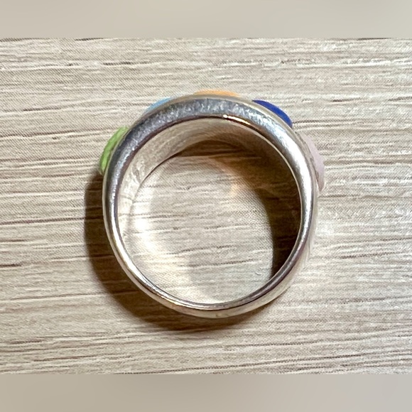 Vintage Designer Wilson Jim Sterling Silver Multi Stone Cobblestone Ring, Size 6 - Picture 6 of 10